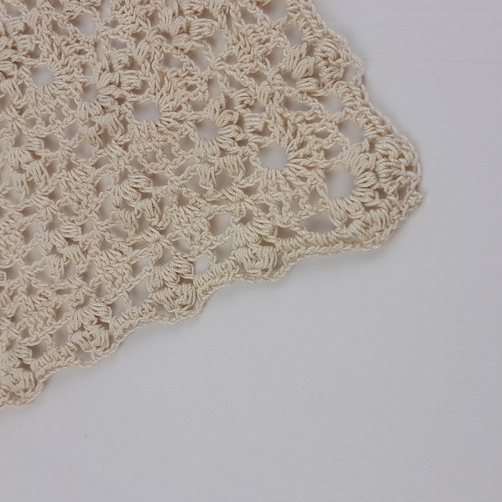 Handmade Cream Crocheted Cotton Patterned Head Hair Bandana Tie Back Kerchief - Picture 3 of 8